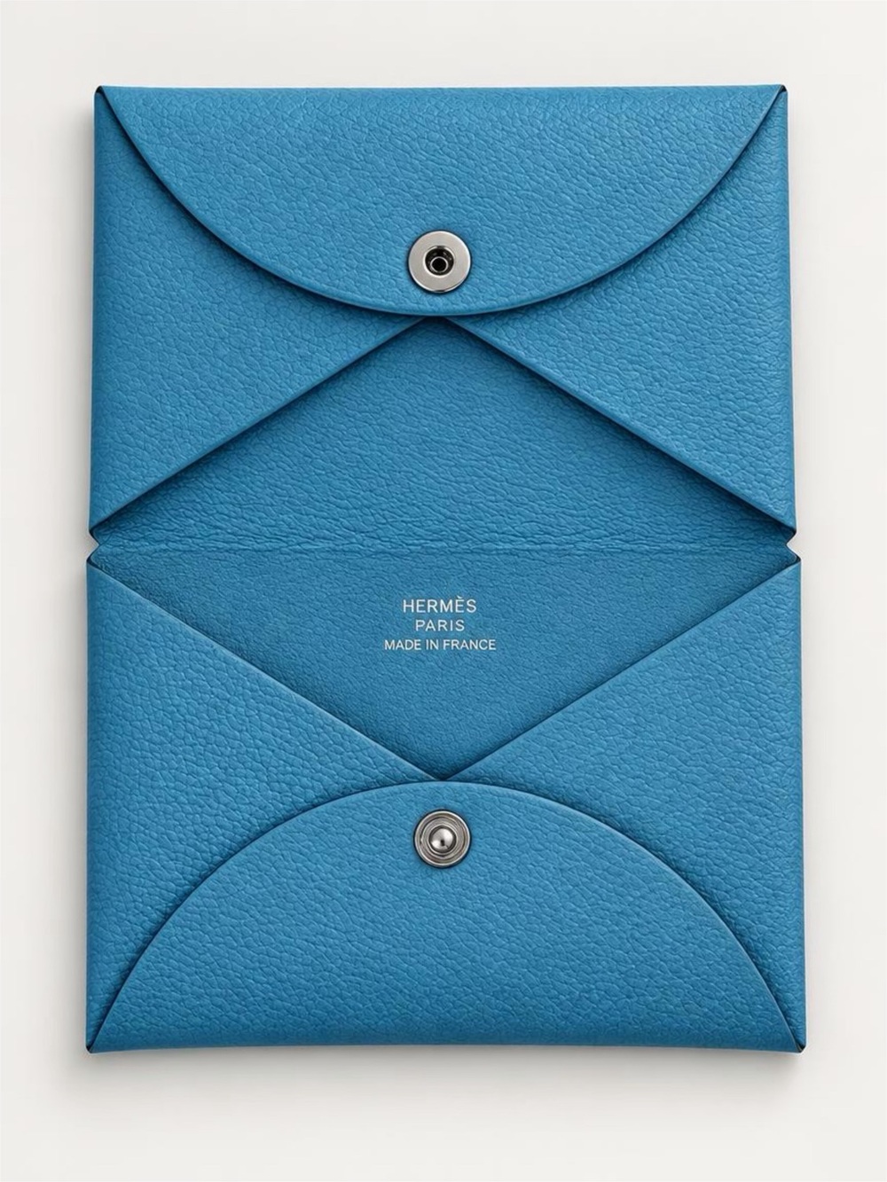 Hermès Calvi Epsom Leather Blue Card Holder Wallet Made in France